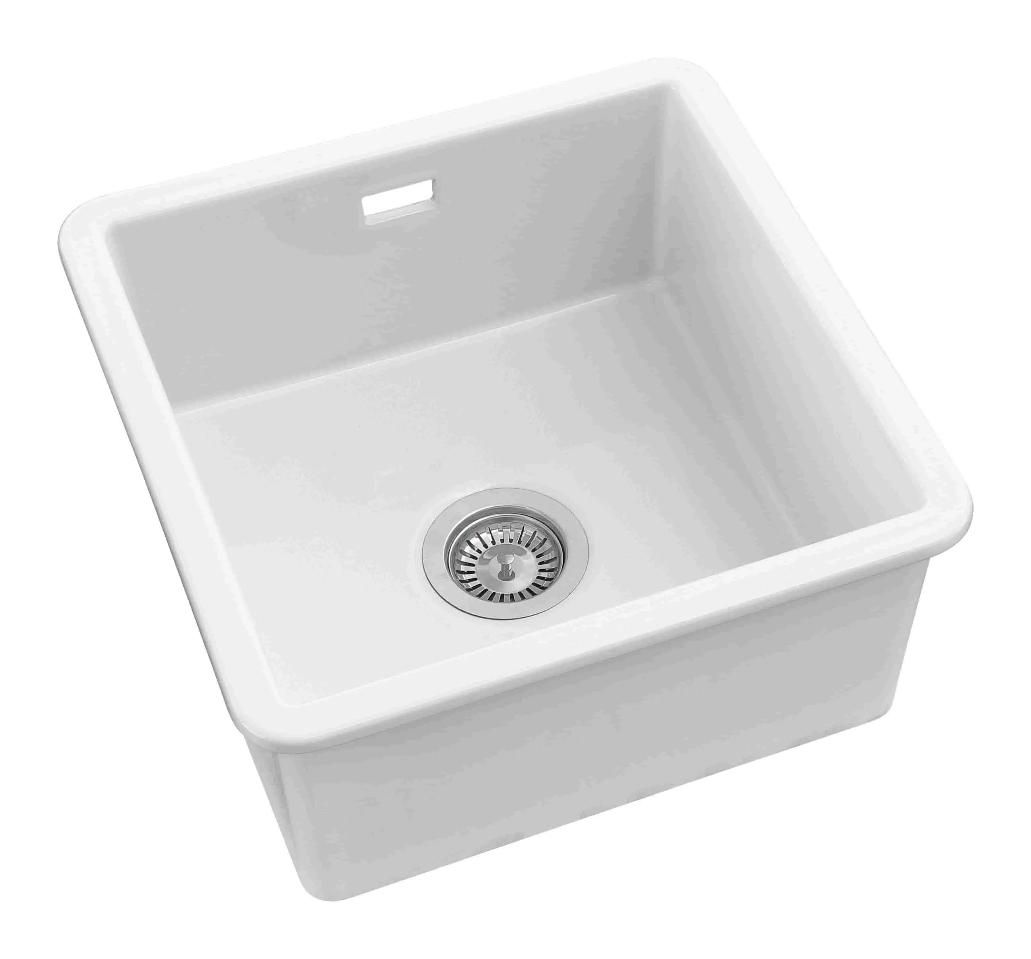 Sanindusa white ceramic undermount square sink